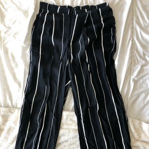 Leith Black & White Stripe Wide-Leg Pants